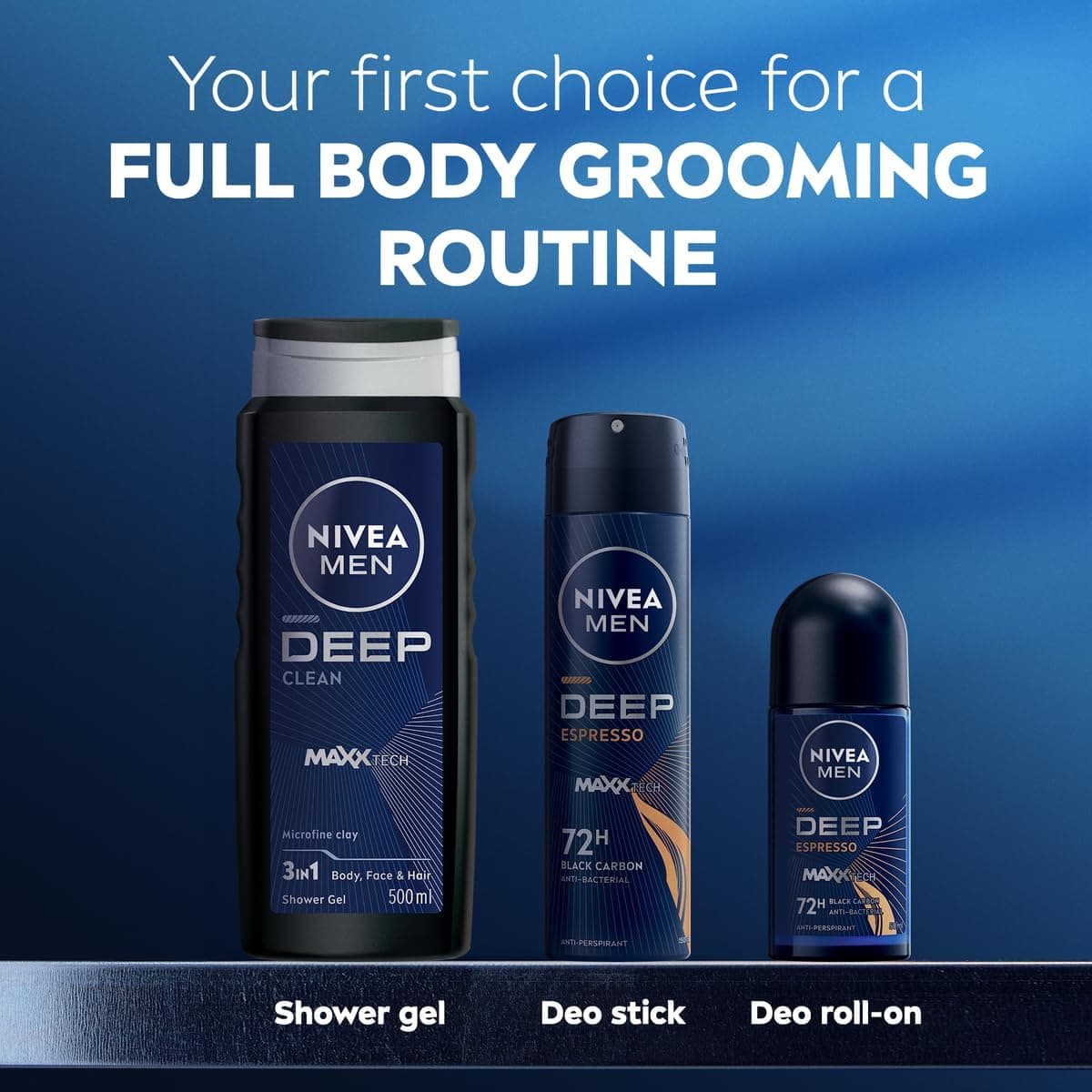 اسپری ضدتعریق مردانه NIVEA با محافظت 72h، DEEP Black Carbon آنتیباکتریال با رایحه اسپرسو 2x150ml اسپری ضدتعریق مردانه NIVEA با محافظت 72h، DEEP Black Carbon آنتیباکتریال با رایحه اسپرسو 2x150ml