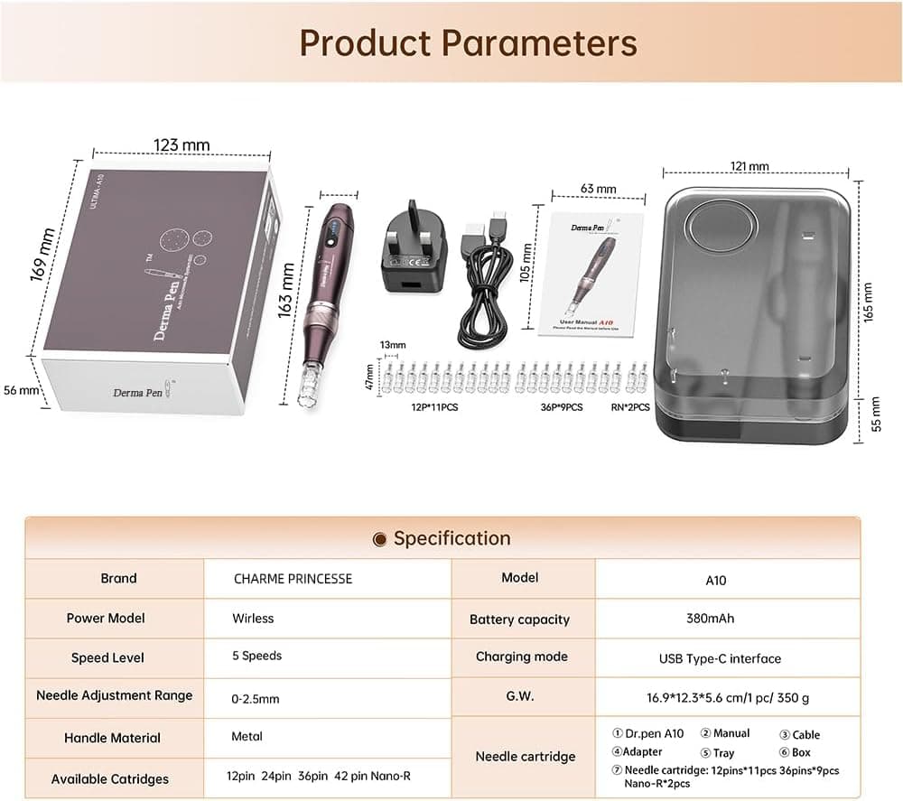 قلم میکرونیدلینگ Charme Princesse Dr.Pen A10 بیسیم با ۲۲ سوزن کارتریج یدکی مدل EM4801KIT-EU قلم میکرونیدلینگ Charme Princesse Dr.Pen A10 بیسیم با ۲۲ سوزن کارتریج یدکی مدل EM4801KIT-EU