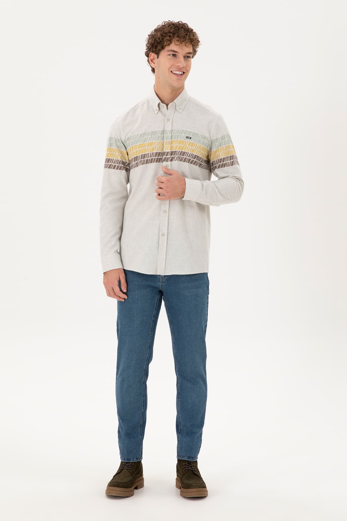 پیراهن آستینبلند مردانه U.S. Polo Assn. کرم روشن مدل 50296600-VR019 پیراهن آستینبلند مردانه U.S. Polo Assn. کرم روشن مدل 50296600-VR019