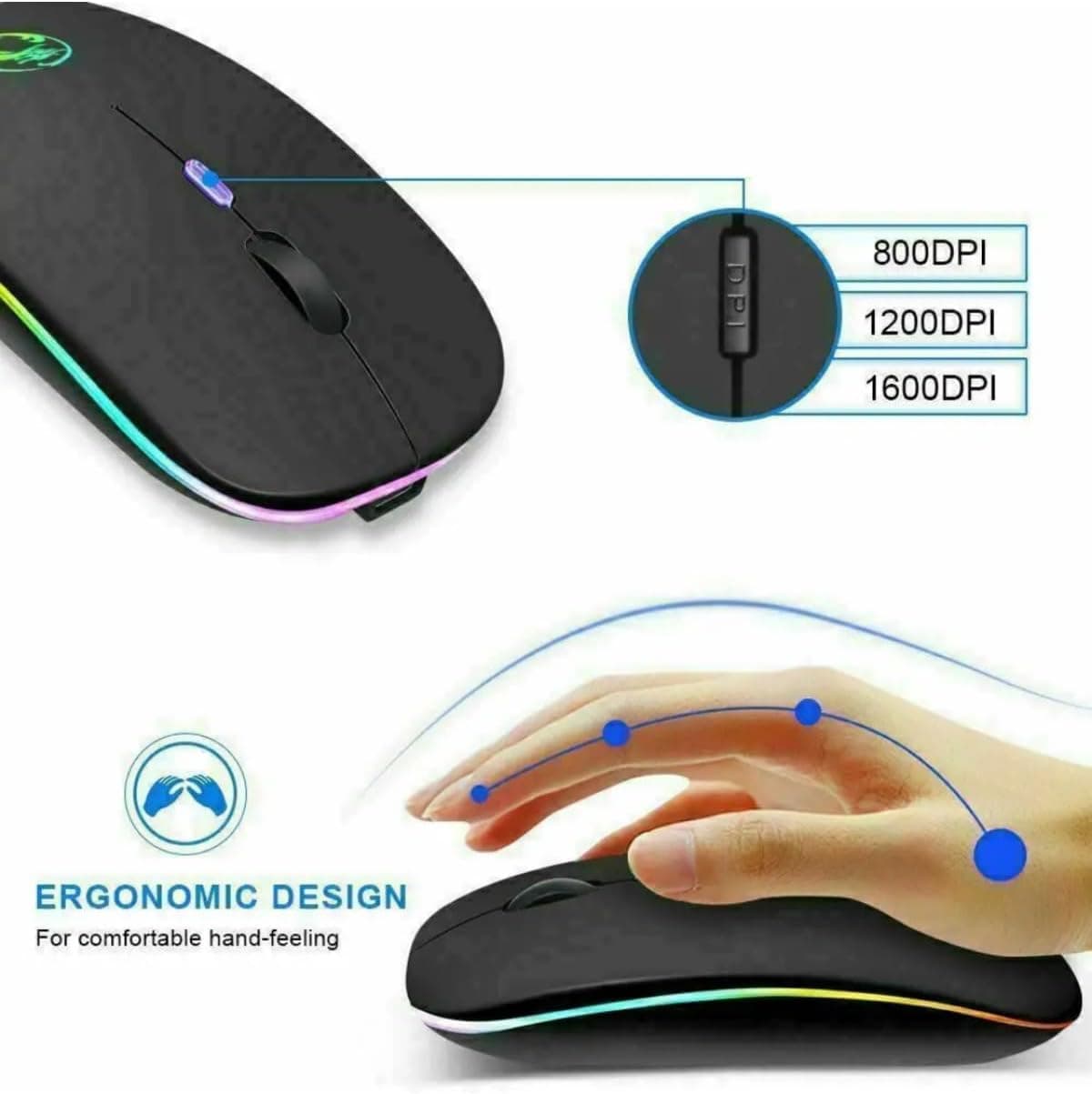 ماوس بلوتوثی بیسیم Ronex با نور RGB شارژی و کلیک بیصدا مدل Sonex ماوس بلوتوثی بیسیم Ronex با نور RGB شارژی و کلیک بیصدا مدل Sonex