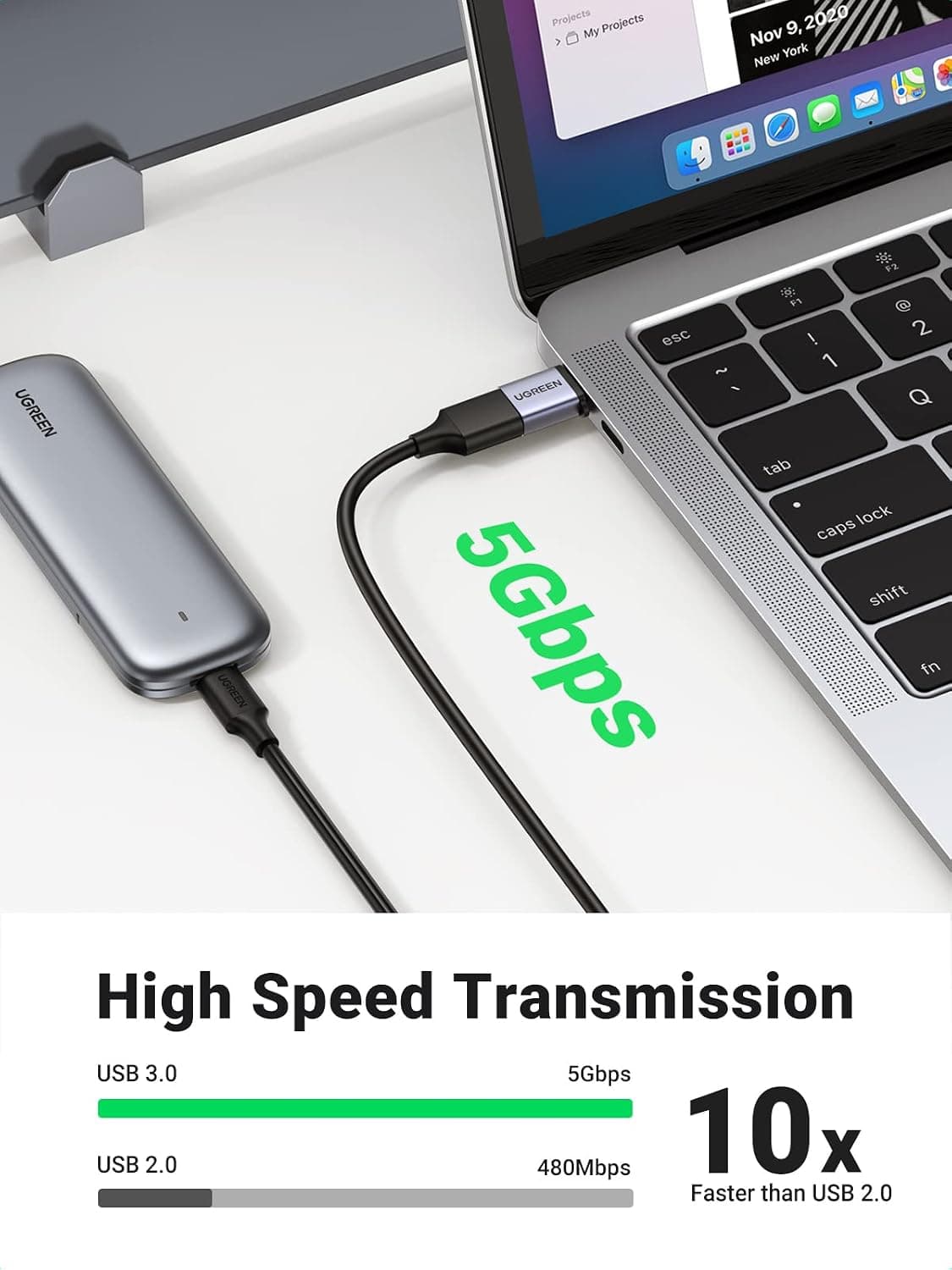مبدل USB-C نری به USB 3.0 مادگی UGREEN، OTG، سرعت 10Gbps، بسته 2 عددی مبدل USB-C نری به USB 3.0 مادگی UGREEN، OTG، سرعت 10Gbps، بسته 2 عددی