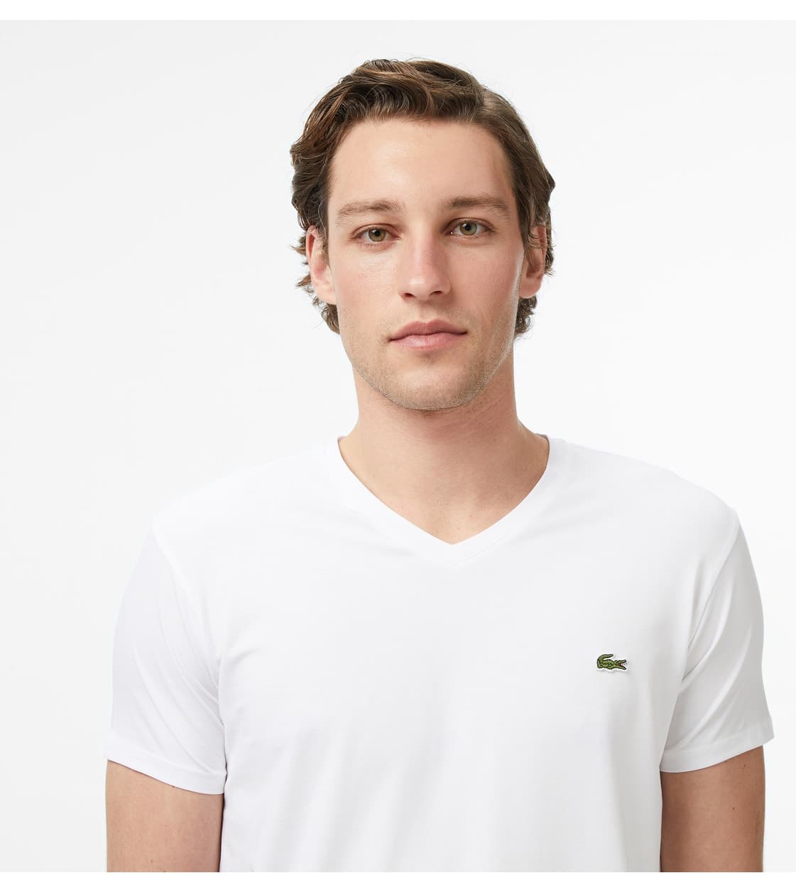 تیشرت مردانه Lacoste فیت اسلیم یقه هفت سفید تیشرت مردانه Lacoste فیت اسلیم یقه هفت سفید