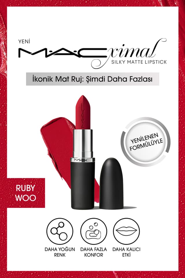 رژ لب Mac نمدهنده با رنگدهی بالا M·A·CXIMAL Silky Matte Ruby Woo رژ لب Mac نمدهنده با رنگدهی بالا M·A·CXIMAL Silky Matte Ruby Woo