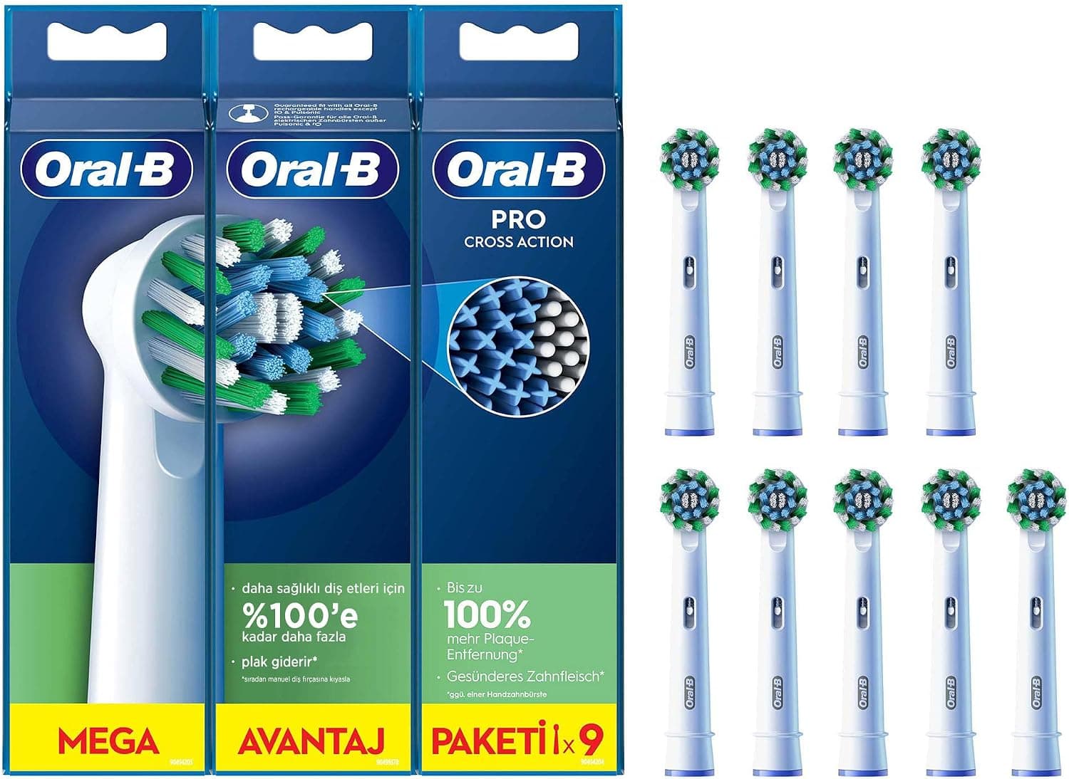 سری یدکی مسواک برقی Oral-B مدل Cross Action بسته 9 عددی سری یدکی مسواک برقی Oral-B مدل Cross Action بسته 9 عددی