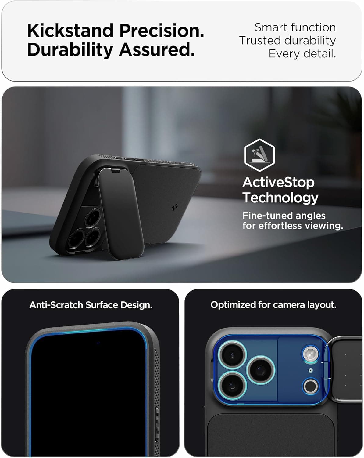 قاب MagSafe سازگار با iPhone 18 Pro / 17 Pro Spigen مشکی Optik Armor Mag Fit مدل ACS09953 قاب MagSafe سازگار با iPhone 18 Pro / 17 Pro Spigen مشکی Optik Armor Mag Fit مدل ACS09953