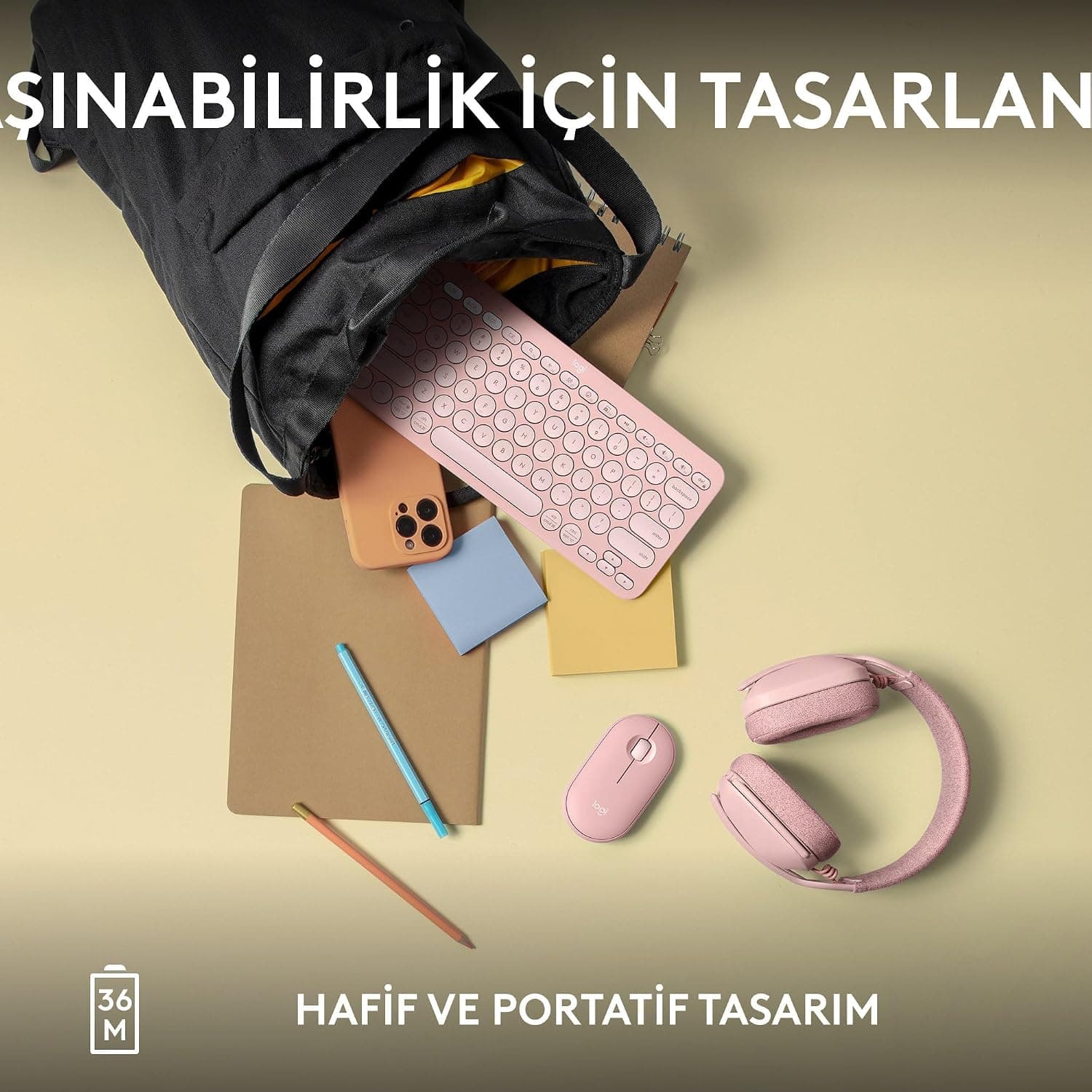 کیبورد بیسیم Logitech مدل Pebble Keys 2 K380s چنددستگاهه بلوتوثی صورتی کیبورد بیسیم Logitech مدل Pebble Keys 2 K380s چنددستگاهه بلوتوثی صورتی
