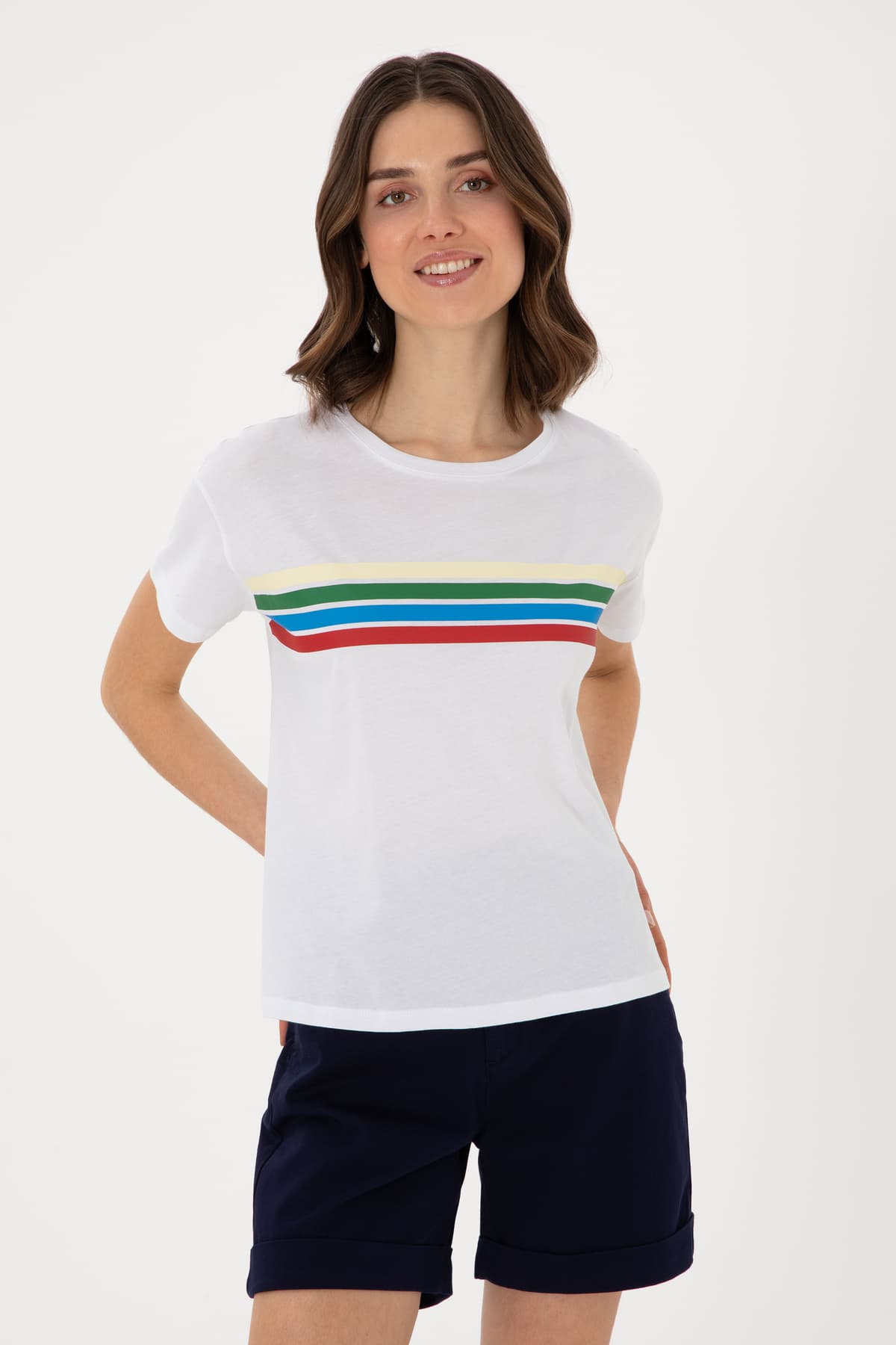 تیشرت زنانه U.S. Polo Assn. سفید یقه گرد مدل 50308639-VR013 تیشرت زنانه U.S. Polo Assn. سفید یقه گرد مدل 50308639-VR013