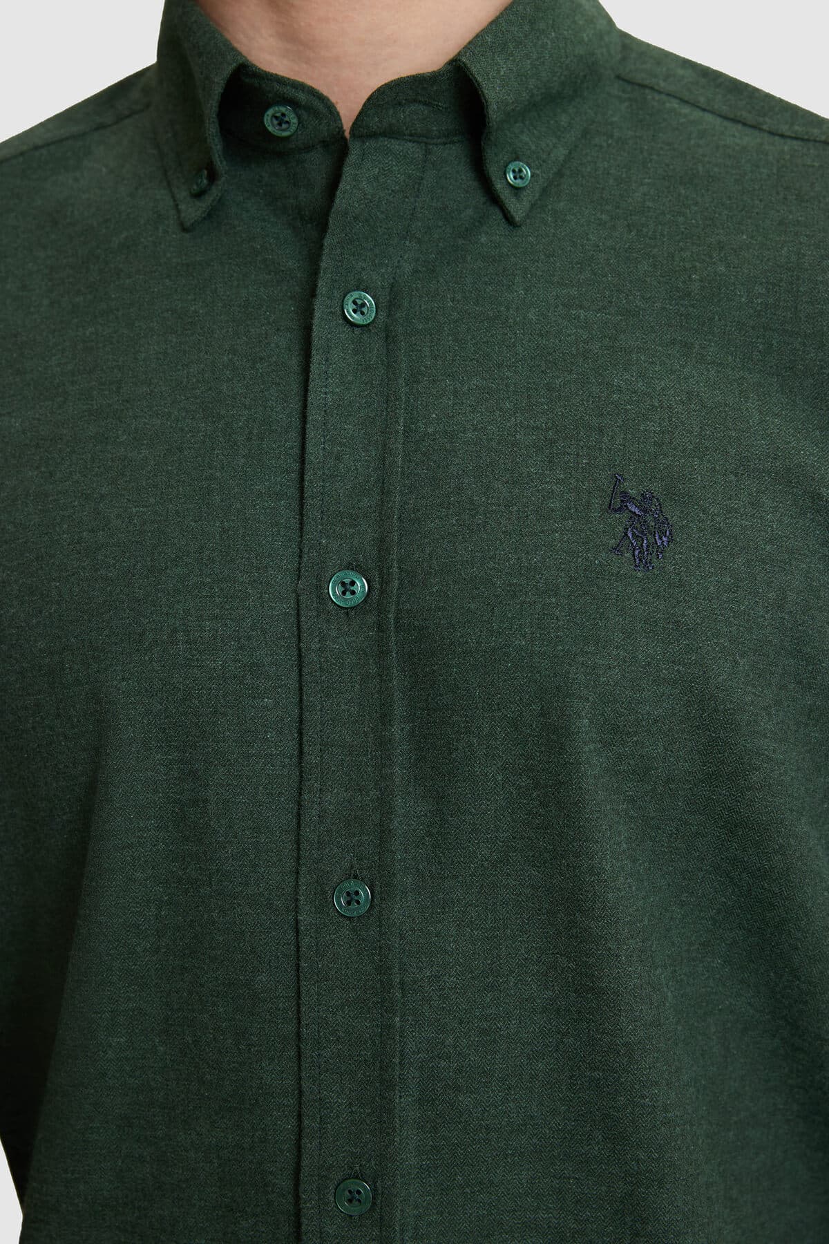 پیراهن مردانه U.S. Polo Assn. سبز تیره اسلیم فیت آستین بلند بیسیک مدل 50332397-VR079 پیراهن مردانه U.S. Polo Assn. سبز تیره اسلیم فیت آستین بلند بیسیک مدل 50332397-VR079