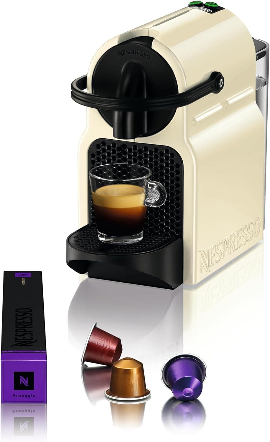 دستگاه قهوه ساز کپسولی Nespresso مدل EN 80.CW Inissia رنگ وانیلی کرمی دستگاه قهوه ساز کپسولی Nespresso مدل EN 80.CW Inissia رنگ وانیلی کرمی