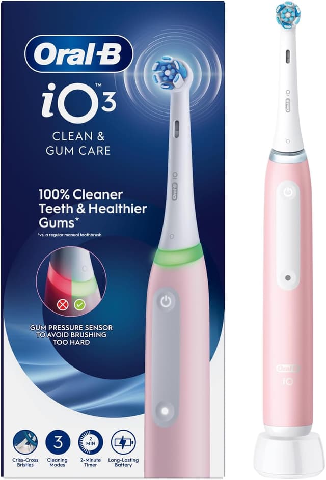 مسواک برقی Oral-B iO3 بزرگسالان با ۳ حالت و سفیدکنندگی دندان صورتی مسواک برقی Oral-B iO3 بزرگسالان با ۳ حالت و سفیدکنندگی دندان صورتی