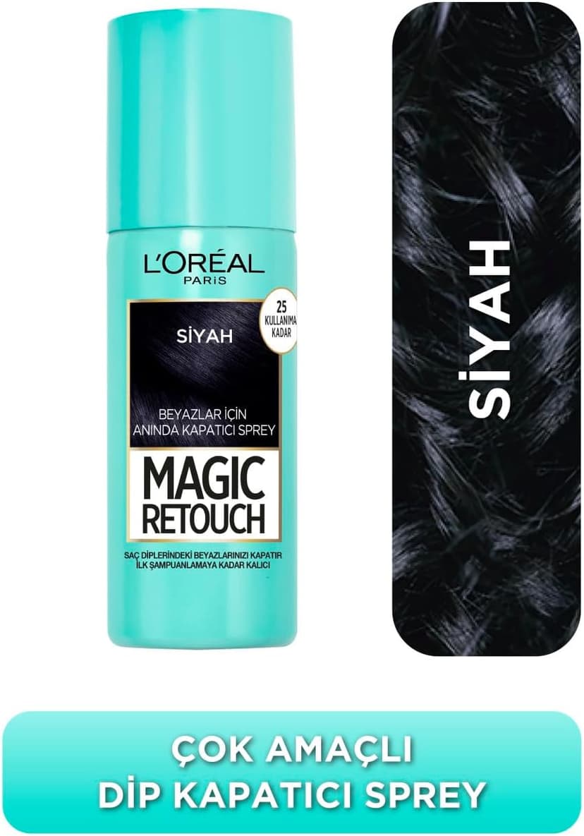 اسپری پوشاننده ریشه مو L'Oreal Paris مدل Magic Retouch رنگ مشکی 75 میلیلیتر اسپری پوشاننده ریشه مو L'Oreal Paris مدل Magic Retouch رنگ مشکی 75 میلیلیتر