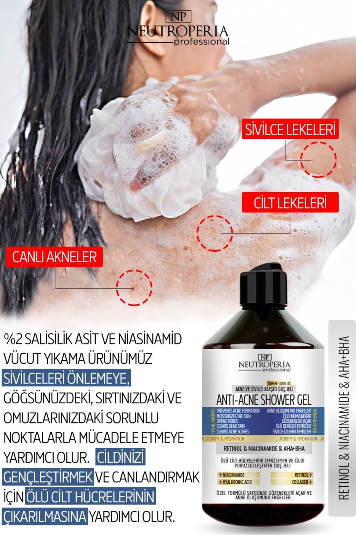 ژل دوش NP Neutroperia Professional ضد آکنه و جوش 500 ML ژل دوش NP Neutroperia Professional ضد آکنه و جوش 500 ML