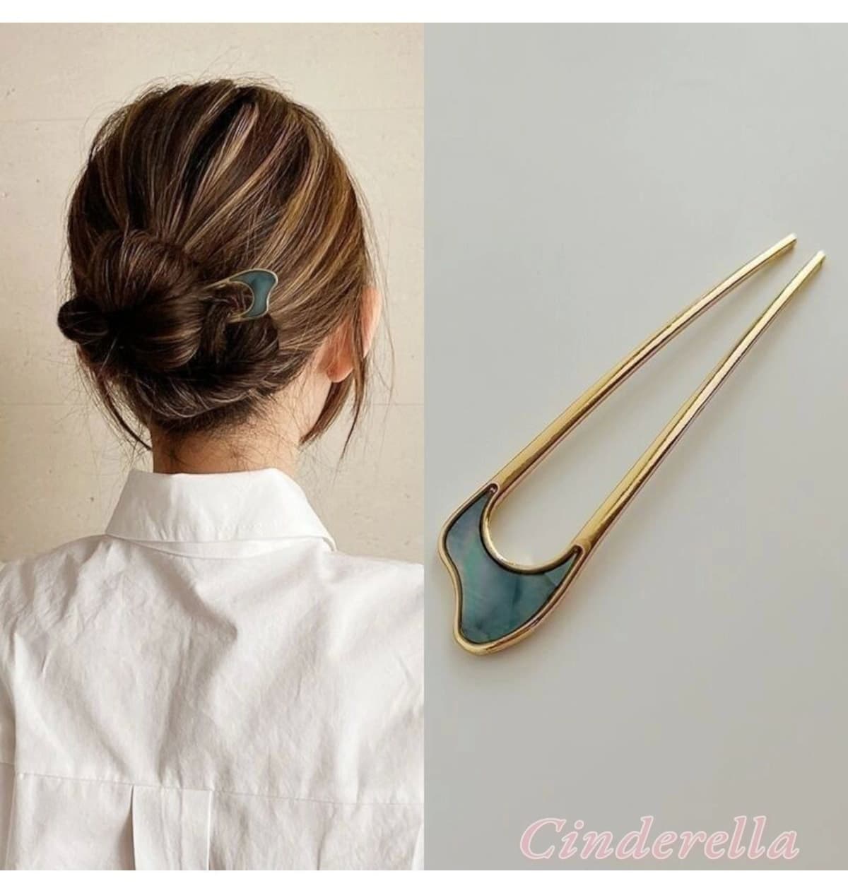 گیره مو زنانه Cinderella فلزی با تزئین صدف مدل Kıvrımlı گیره مو زنانه Cinderella فلزی با تزئین صدف مدل Kıvrımlı