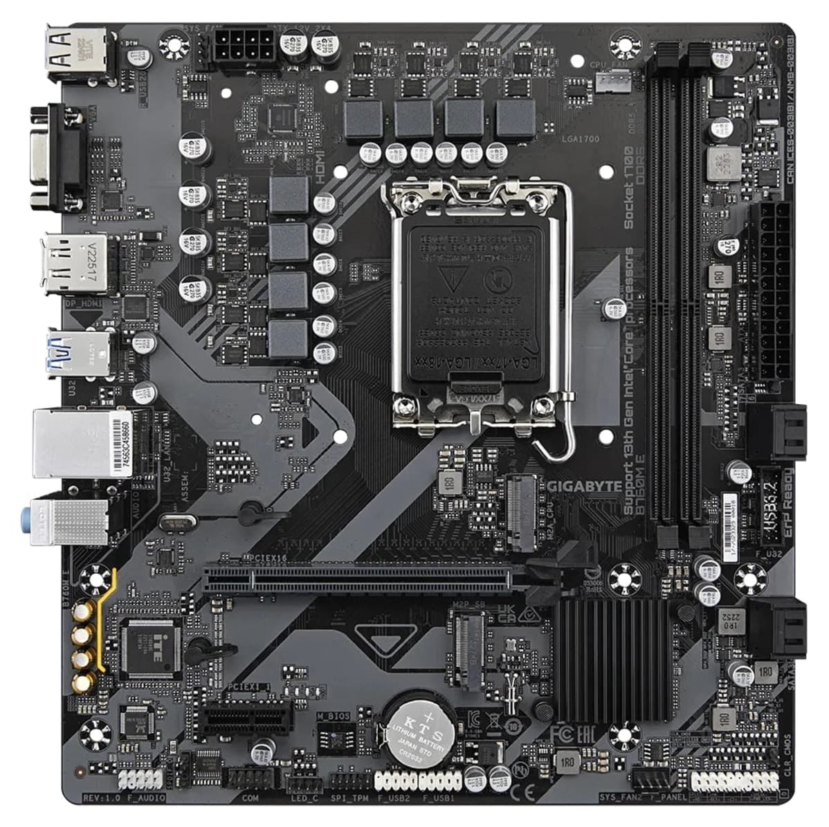 مادربرد Gigabyte DDR5 HDMI VGA DP USB سوکت 1700P مدل B760M-E مادربرد Gigabyte DDR5 HDMI VGA DP USB سوکت 1700P مدل B760M-E