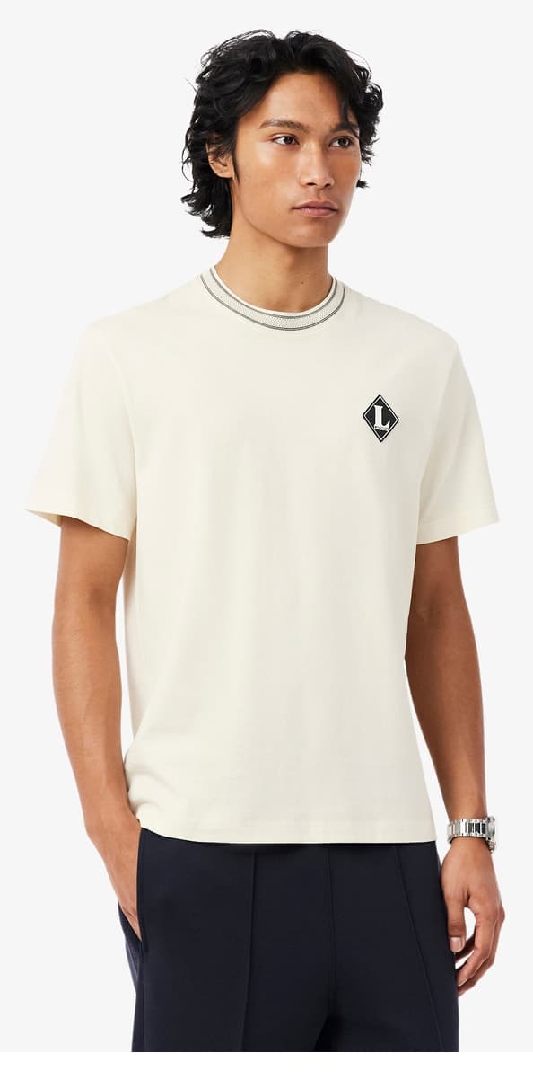 تیشرت مردانه Lacoste فیت کلاسیک یقه گرد کرم تیشرت مردانه Lacoste فیت کلاسیک یقه گرد کرم