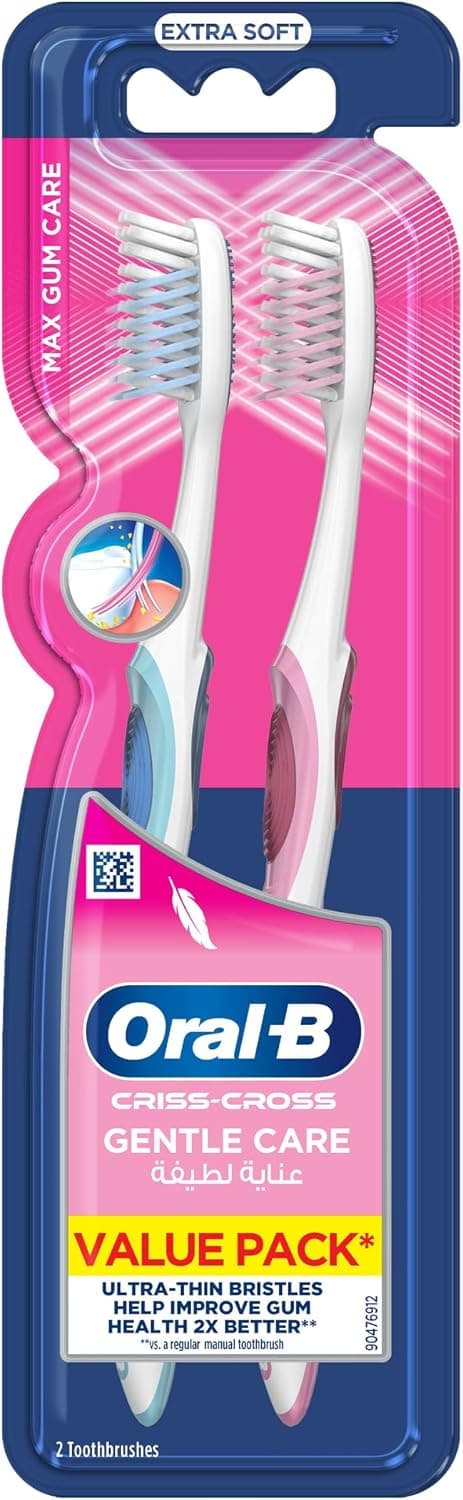 مسواک دستی Oral-B Criss Cross Gentle Care فوق نرم 2ct مسواک دستی Oral-B Criss Cross Gentle Care فوق نرم 2ct