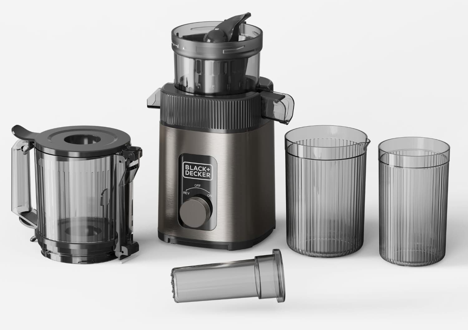 آبمیوهگیری آهسته BLACK+DECKER سرد پرس دهانه 110 mm بدون اکسیداسیون عملکرد معکوس 800 ml آبمیوهگیری آهسته BLACK+DECKER سرد پرس دهانه 110 mm بدون اکسیداسیون عملکرد معکوس 800 ml