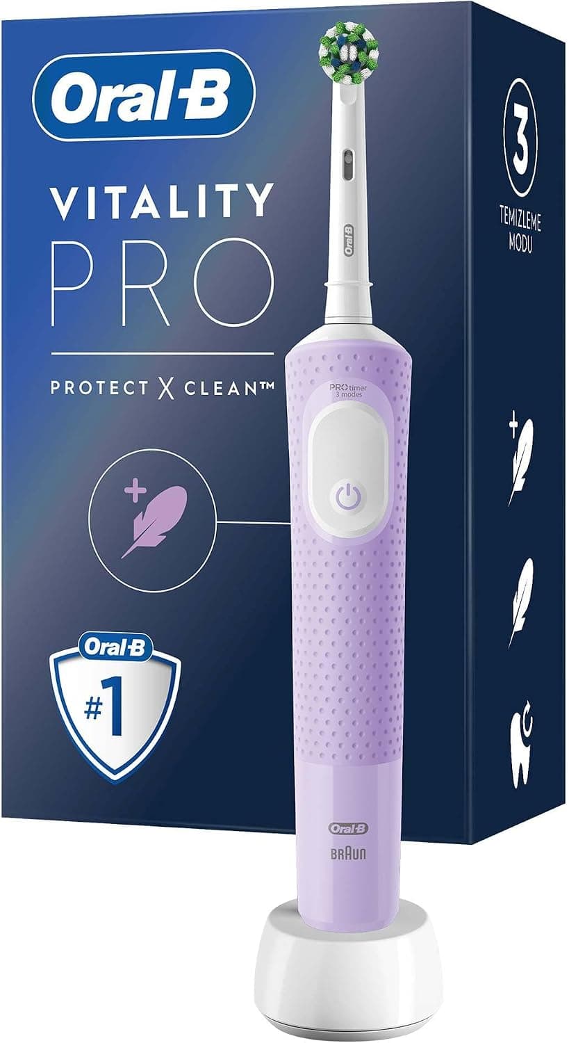 مسواک برقی Oral-B مدل Vitality Pro یاسی به همراه 4 عدد سری یدک Cross Action X-Filament مسواک برقی Oral-B مدل Vitality Pro یاسی به همراه 4 عدد سری یدک Cross Action X-Filament