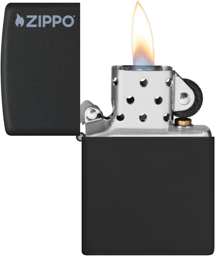 فندک Zippo مشکی مات با لوگوی مشکی مدل 218zl-000023 فندک Zippo مشکی مات با لوگوی مشکی مدل 218zl-000023