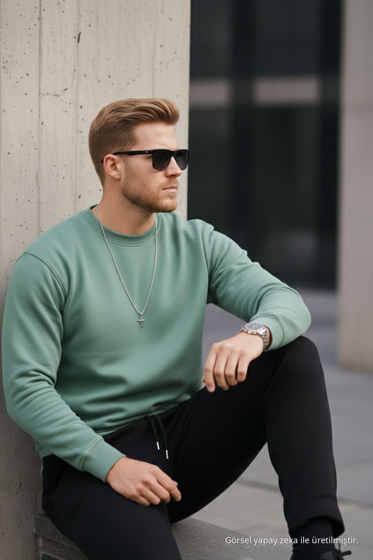 سوئیشرت مردانه COMBİNE MİCHAİL یقه گرد Basic فیت Relaxed Regular سبز پستهای سوئیشرت مردانه COMBİNE MİCHAİL یقه گرد Basic فیت Relaxed Regular سبز پستهای
