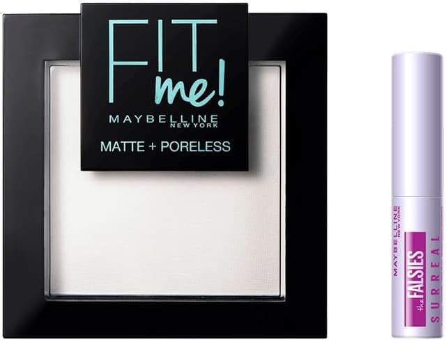 ست آرایشی Maybelline پودر Fit Me Matte+Poreless مدل 90 شفاف و ماسکارا Mini Falsies Surreal 4.7 ml ست آرایشی Maybelline پودر Fit Me Matte+Poreless مدل 90 شفاف و ماسکارا Mini Falsies Surreal 4.7 ml