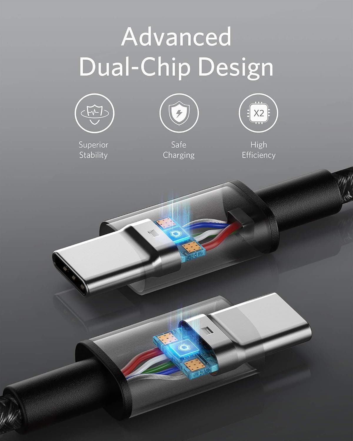 کابل Anker USB-C به USB-C شارژ سریع 100W سه متری مشکی کابل Anker USB-C به USB-C شارژ سریع 100W سه متری مشکی