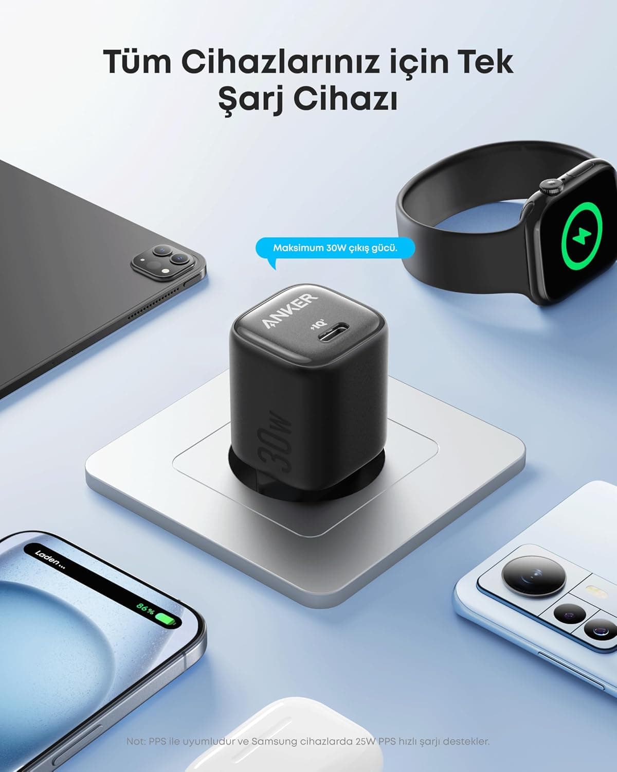 شارژر دیواری Anker Zolo 30W کامپکت USB-C GaN مشکی مدل A2698 شارژر دیواری Anker Zolo 30W کامپکت USB-C GaN مشکی مدل A2698