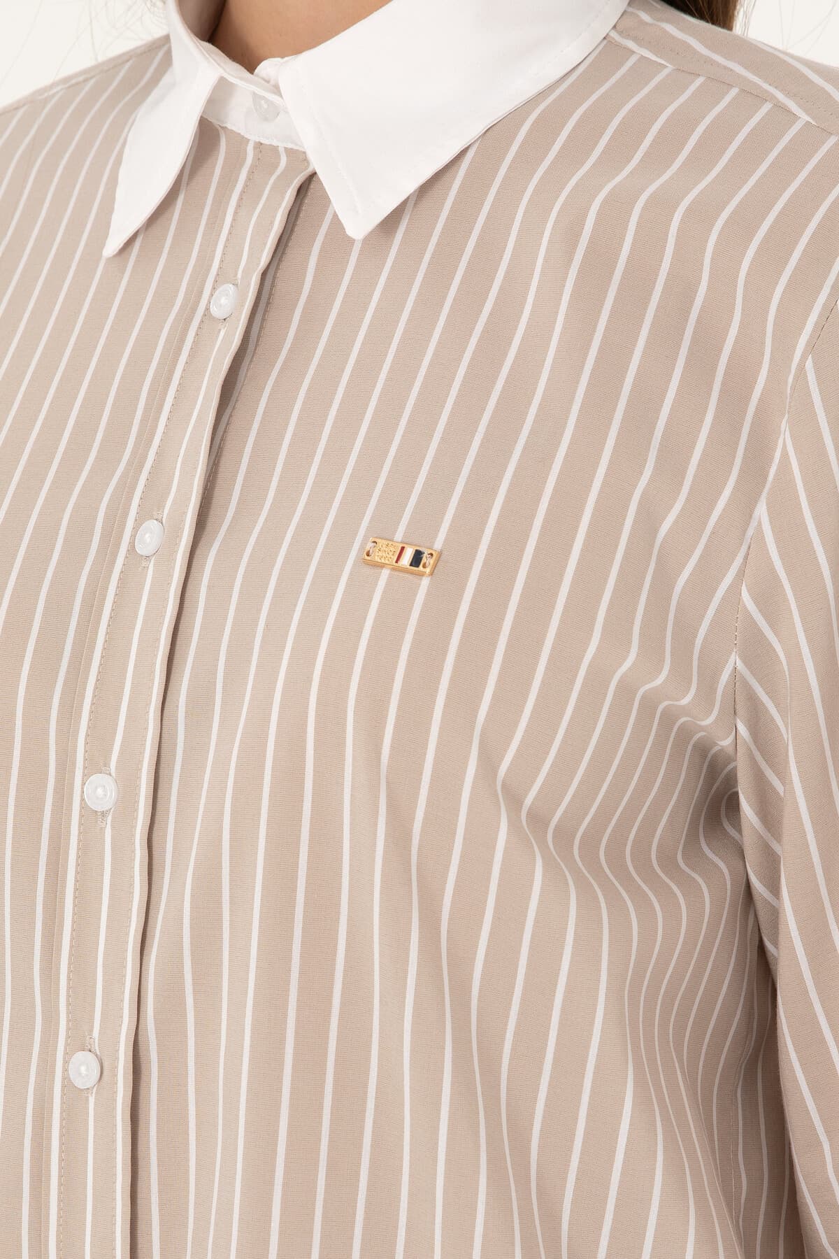 تونیک زنانه U.S. Polo Assn. آستین بلند با راهراه شنی مدل 50297107-VR085 تونیک زنانه U.S. Polo Assn. آستین بلند با راهراه شنی مدل 50297107-VR085