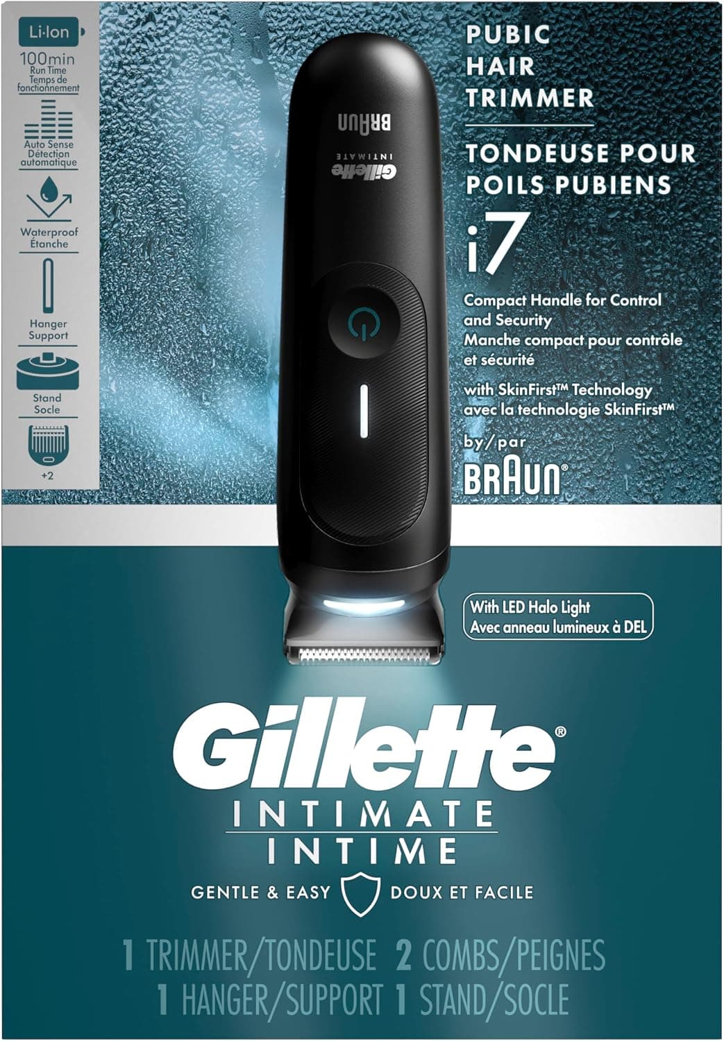 ماشین اصلاح موی ناحیه تناسلی مردانه Gillette ضد آب LED مدل i7 ماشین اصلاح موی ناحیه تناسلی مردانه Gillette ضد آب LED مدل i7