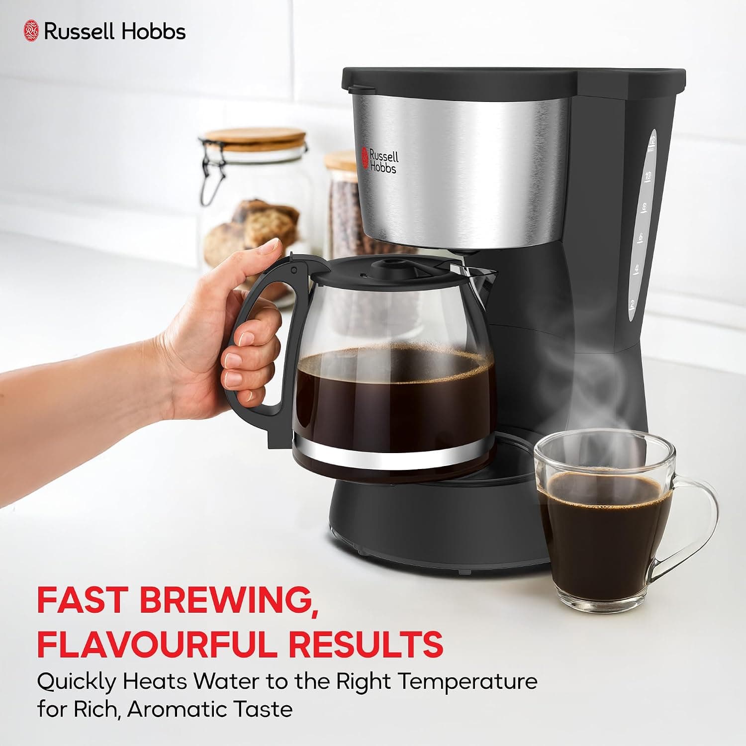دستگاه قهوهساز فیلتری Russell Hobbs 1000W 1.5L 12 فنجانی مدل CM6689 دستگاه قهوهساز فیلتری Russell Hobbs 1000W 1.5L 12 فنجانی مدل CM6689