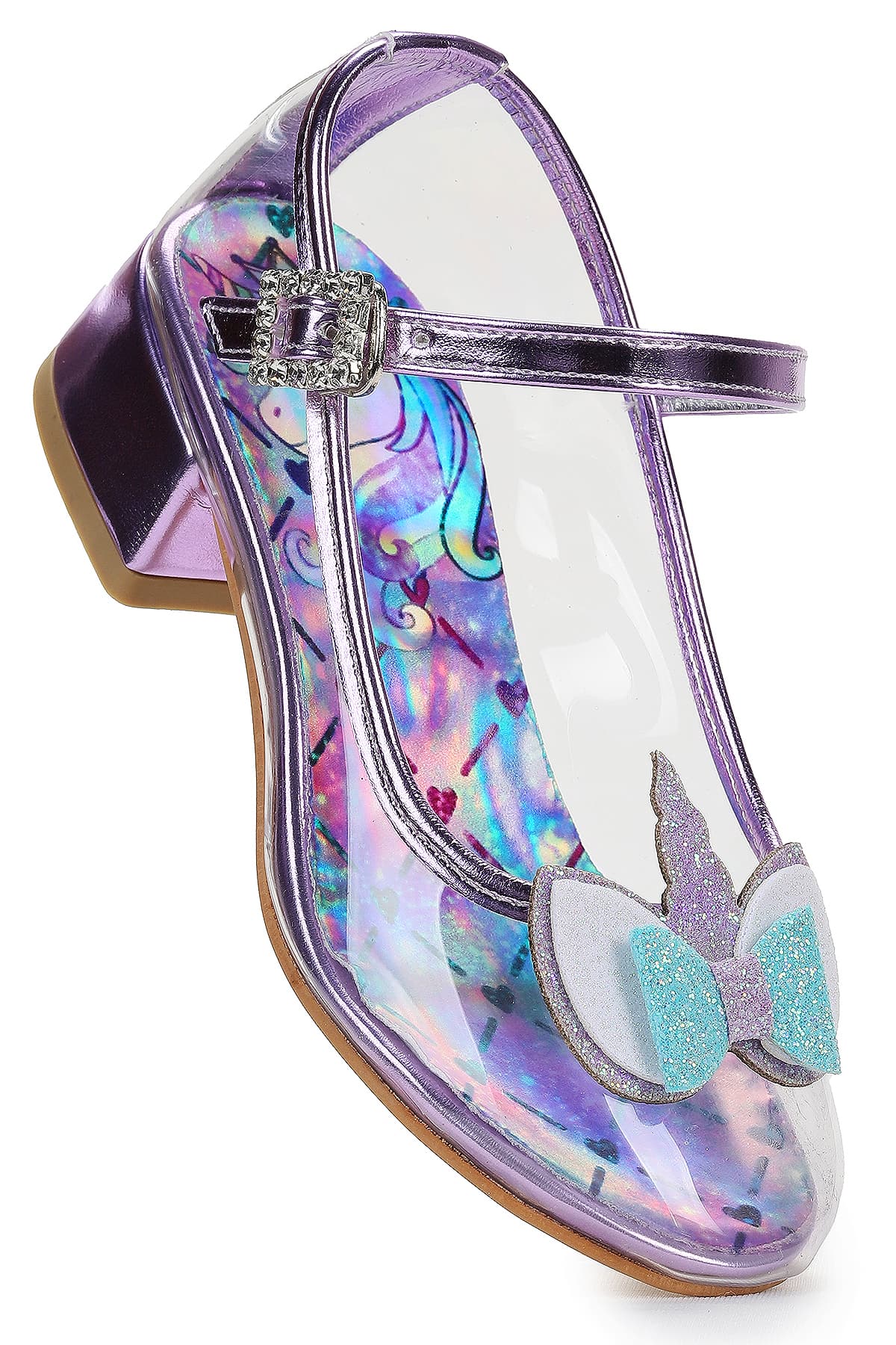 کفش مجلسی شفاف پاشنهدار دخترانه Kiko Kids مدل Rosella Unicorn کفش مجلسی شفاف پاشنهدار دخترانه Kiko Kids مدل Rosella Unicorn