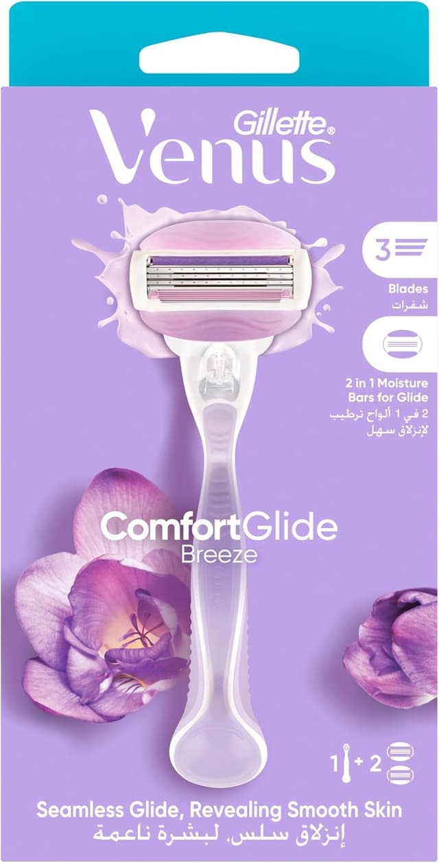 تیغ اصلاح زنانه Gillette Venus دسته و 2 تیغ یدکی ComfortGlide Breeze تیغ اصلاح زنانه Gillette Venus دسته و 2 تیغ یدکی ComfortGlide Breeze