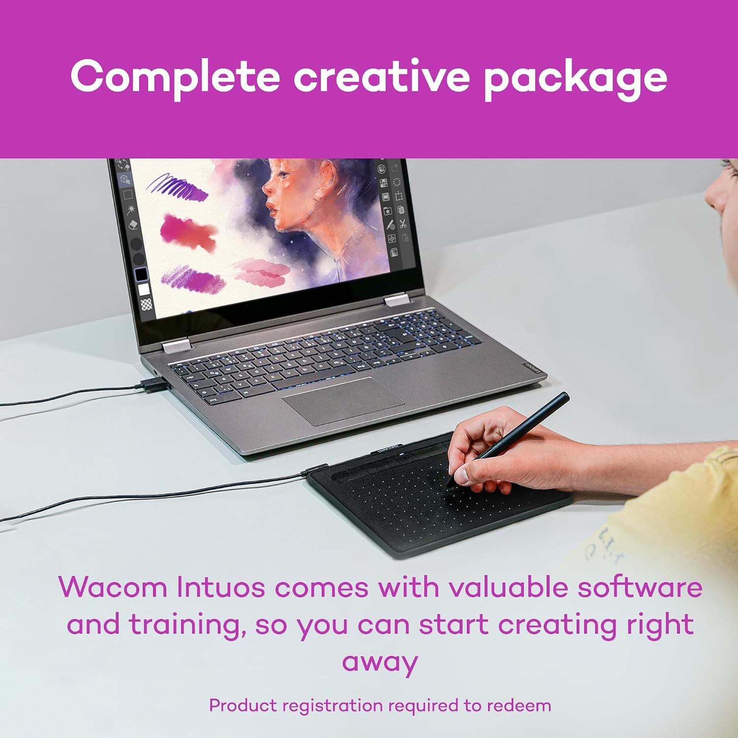 تبلت طراحی Wacom مدل Intuos CTL4100 کوچک سیاه با نرمافزار تبلت طراحی Wacom مدل Intuos CTL4100 کوچک سیاه با نرمافزار