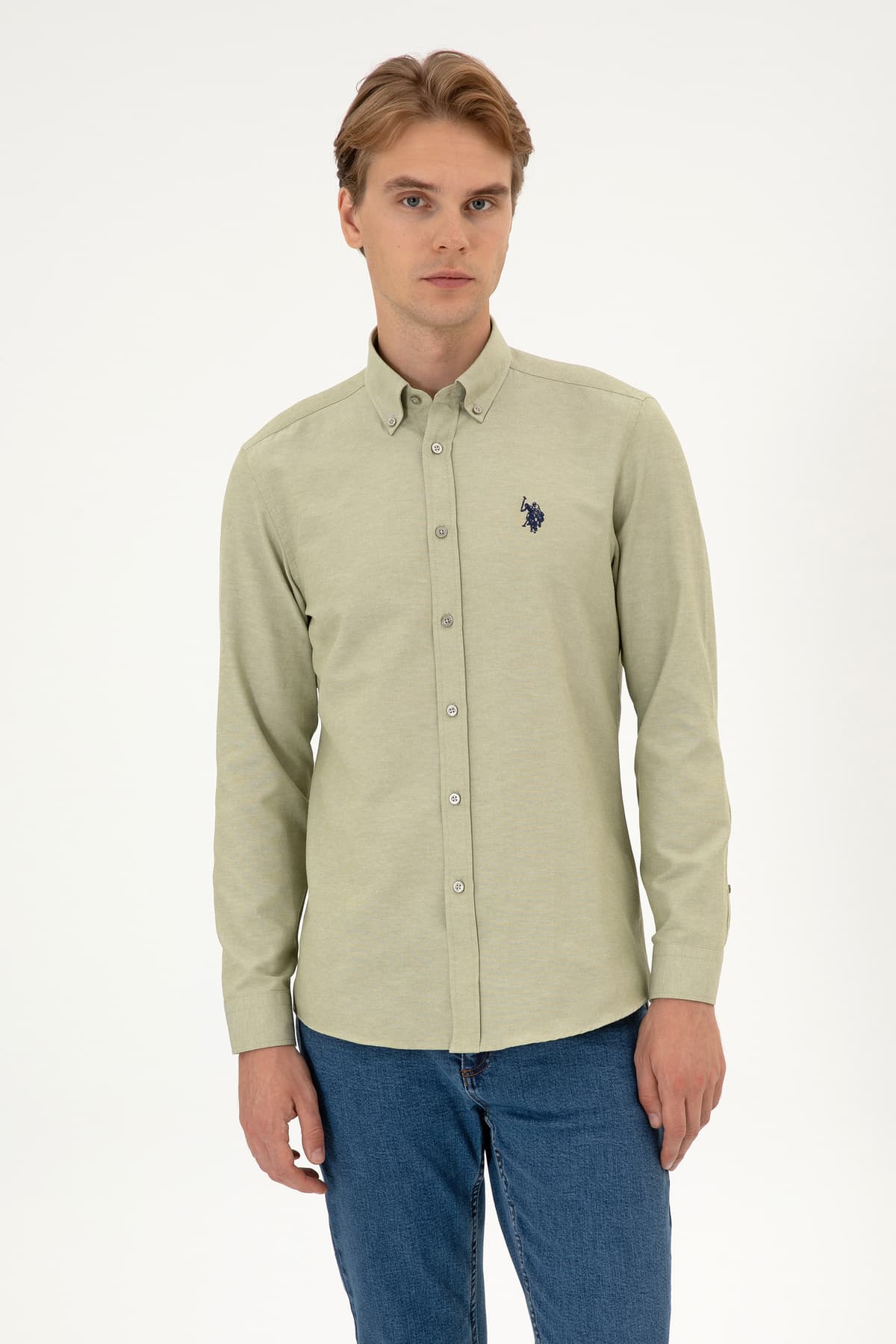 پیراهن مردانه U.S. Polo Assn. آستین بلند خاکی روشن بیسیک مدل 50316723-VR183 پیراهن مردانه U.S. Polo Assn. آستین بلند خاکی روشن بیسیک مدل 50316723-VR183