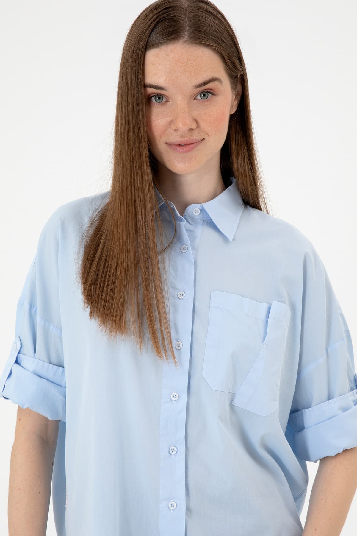 پیراهن زنانه U.S. Polo Assn. آبی روشن آستین بلند مدل 50300096-VR003 پیراهن زنانه U.S. Polo Assn. آبی روشن آستین بلند مدل 50300096-VR003