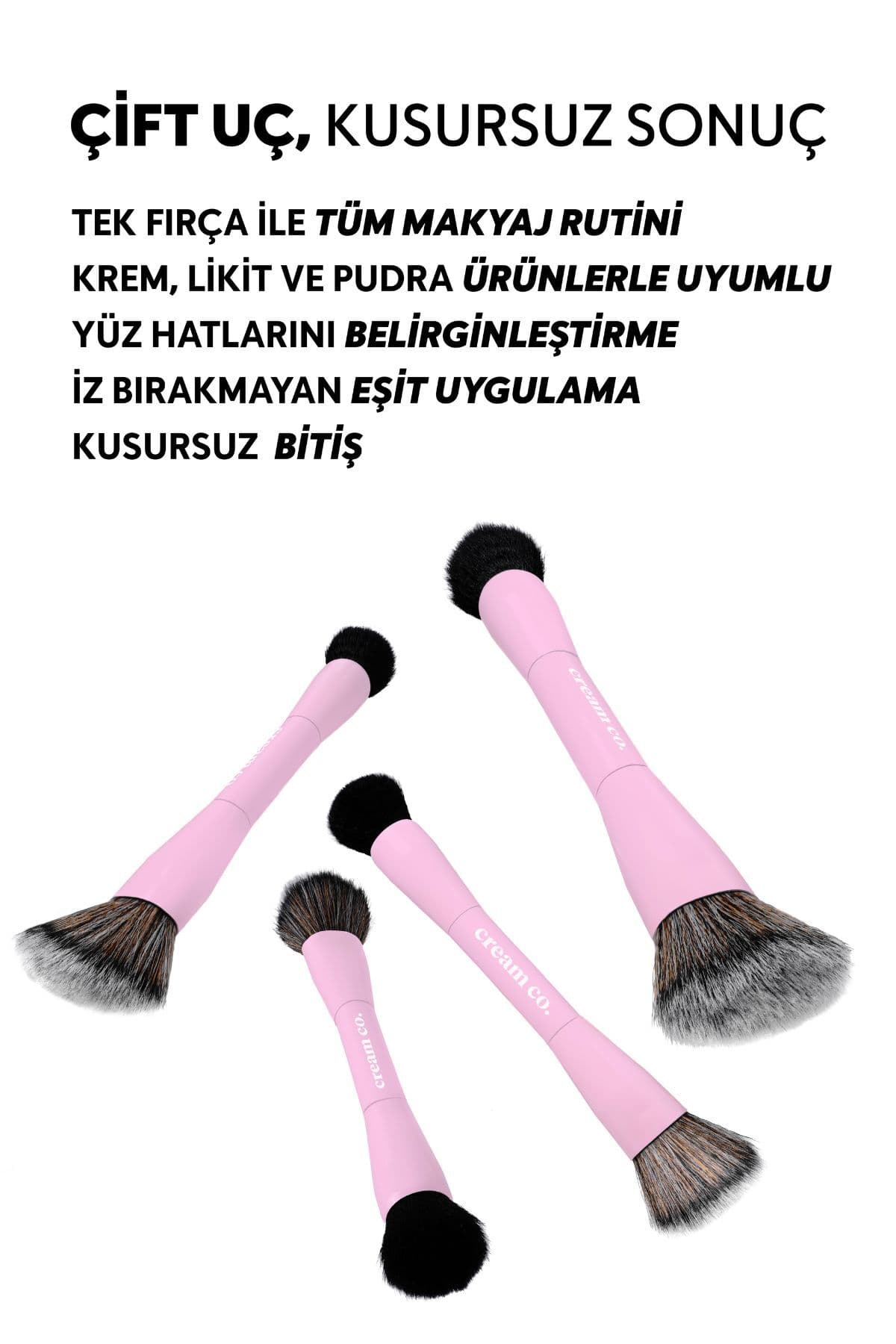 برس آرایش دوطرفه Cream Co. چندمنظوره رژگونه کانتور فاندیشن و کانسیلر برس آرایش دوطرفه Cream Co. چندمنظوره رژگونه کانتور فاندیشن و کانسیلر