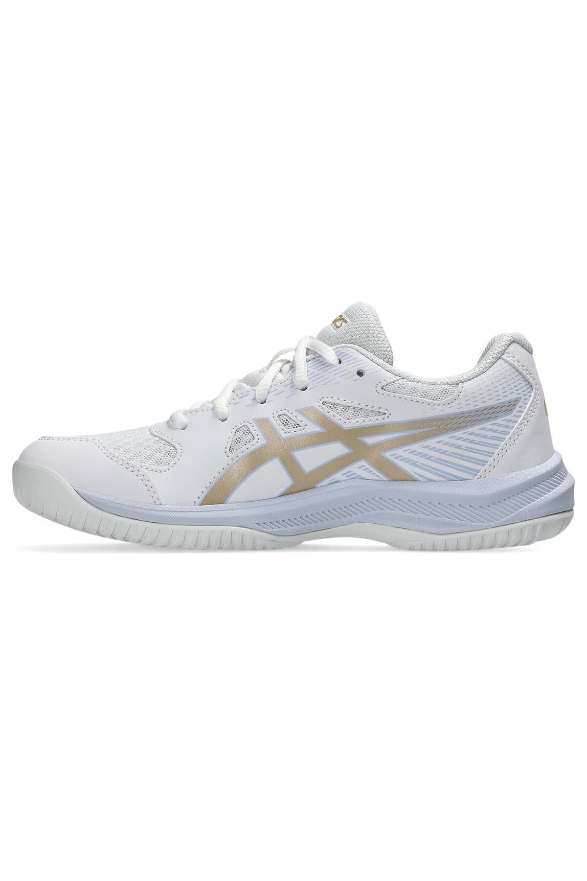 کفش والیبال Asics کرم و نقرهای خالص مدل UPCOURT 6 GS 1074A045-103 کفش والیبال Asics کرم و نقرهای خالص مدل UPCOURT 6 GS 1074A045-103