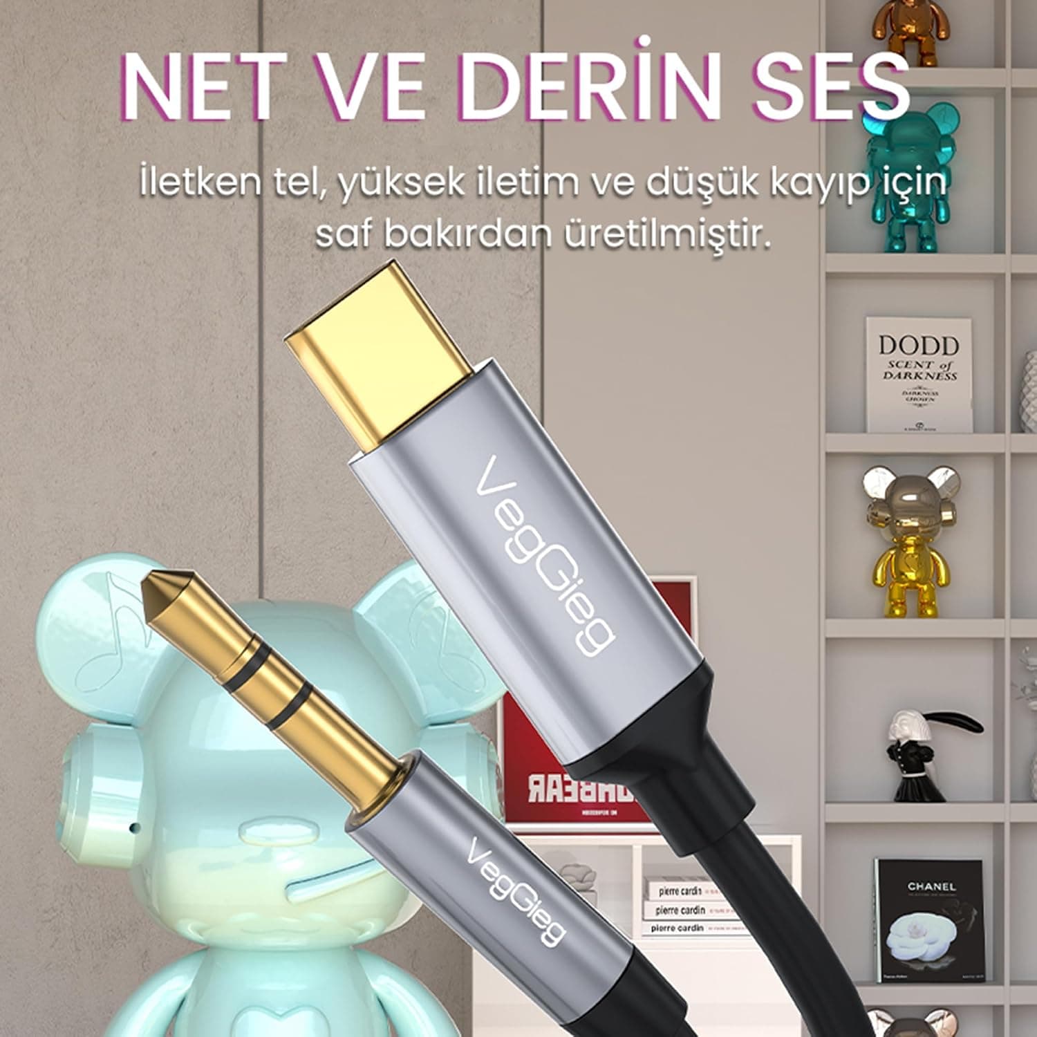 کابل صوتی مردانه VegGieg با اتصال USB Type-C به 3.5mm Aux Hi-Fi یک متری کابل صوتی مردانه VegGieg با اتصال USB Type-C به 3.5mm Aux Hi-Fi یک متری