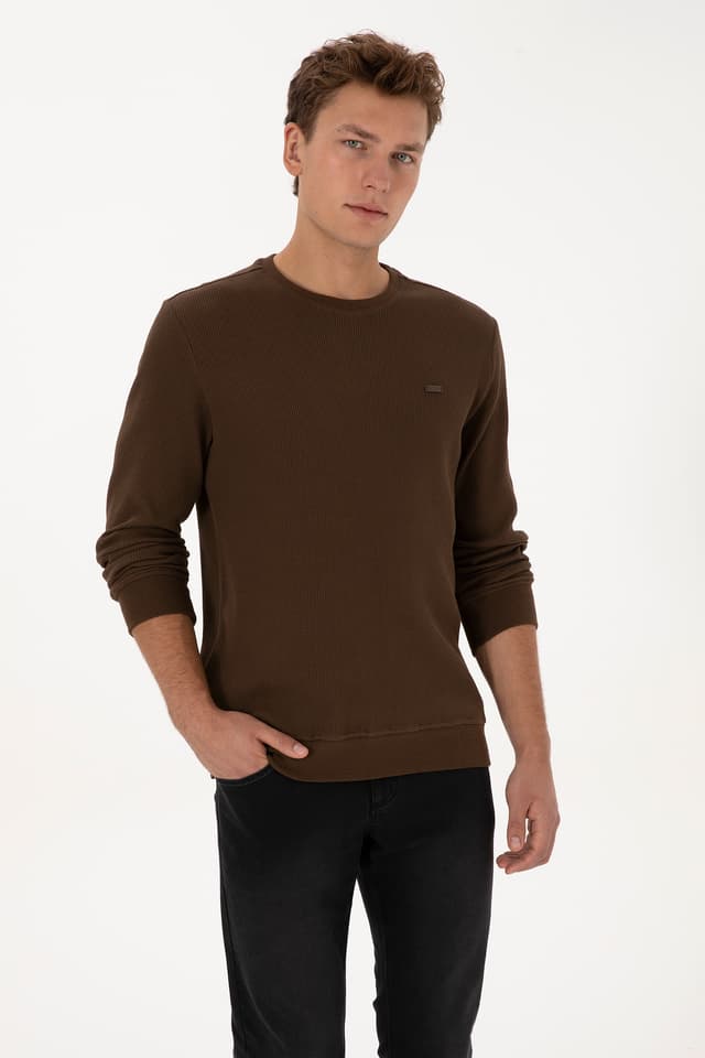 اسوئیشرت مردانه U.S. Polo Assn. فیت معمولی یقه گرد قهوهای مدل 50316390-VR029 اسوئیشرت مردانه U.S. Polo Assn. فیت معمولی یقه گرد قهوهای مدل 50316390-VR029
