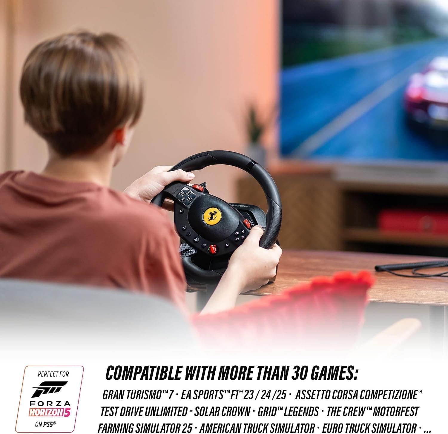 فرمان مسابقهای سازگار با PS5، PS4 و PC Thrustmaster مدل T98 Ferrari 296 GTB با پدال مغناطیسی فرمان مسابقهای سازگار با PS5، PS4 و PC Thrustmaster مدل T98 Ferrari 296 GTB با پدال مغناطیسی