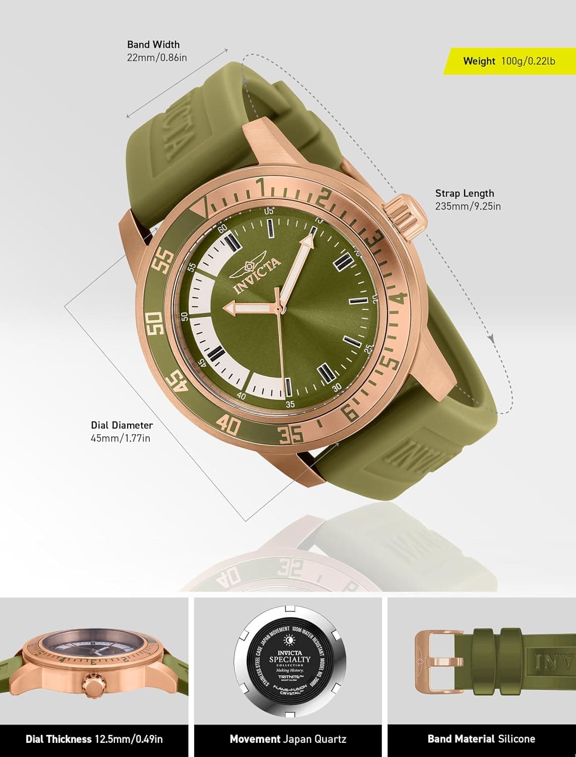 ساعت مردانه Invicta Specialty کوارتز با بند سیلیکونی 45mm ساعت مردانه Invicta Specialty کوارتز با بند سیلیکونی 45mm