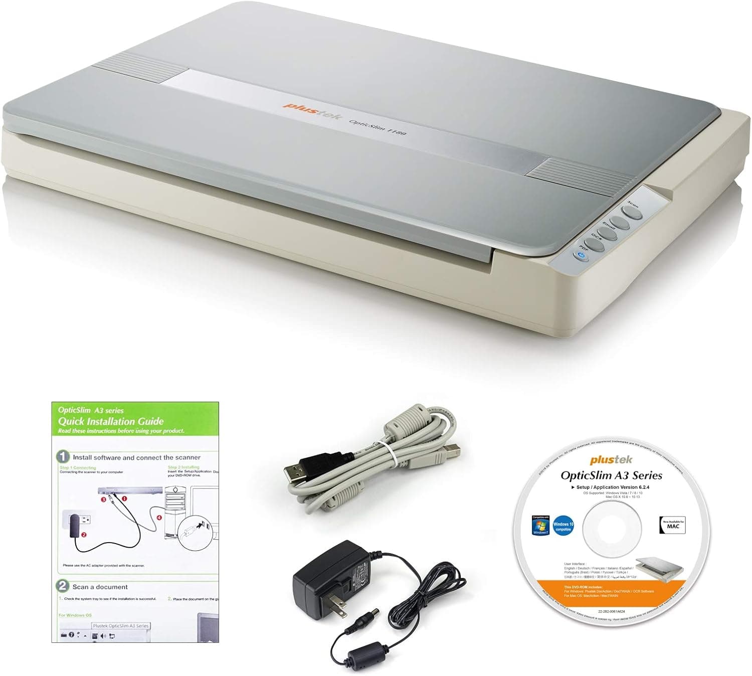 اسکنر تخت Plustek مدل OpticSlim 1180 1200dpi A3 USB به همراه نرمافزار DocAction اسکنر تخت Plustek مدل OpticSlim 1180 1200dpi A3 USB به همراه نرمافزار DocAction