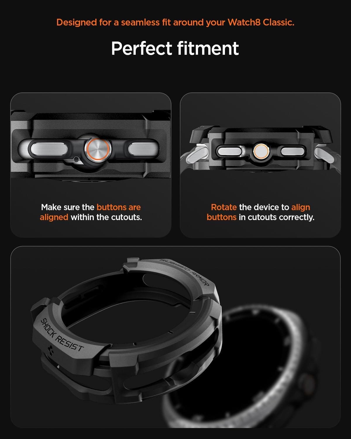 قاب سازگار با Galaxy Watch 8 Classic (46mm) Spigen Rugged Armor مشکی مات مدل ACS10012 قاب سازگار با Galaxy Watch 8 Classic (46mm) Spigen Rugged Armor مشکی مات مدل ACS10012
