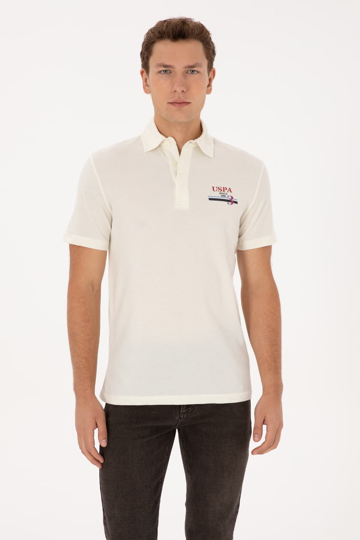 تیشرت مردانه U.S. Polo Assn. فیت معمولی یقه پولو کرم مدل 50324803-VR071 تیشرت مردانه U.S. Polo Assn. فیت معمولی یقه پولو کرم مدل 50324803-VR071