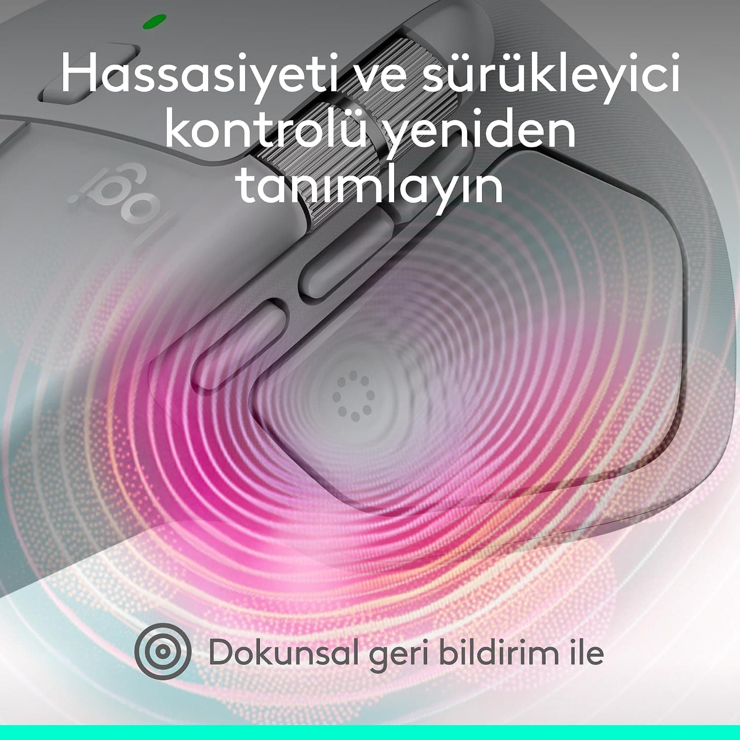 ماوس بیسیم Logitech با بازخورد لمسی مدل MX Master 4، بلوتوث، اسکرول فوقسریع، چنددستگاهی، 8000 DPI، حسگر نوری، بیصدا، خاکستری روشن ماوس بیسیم Logitech با بازخورد لمسی مدل MX Master 4، بلوتوث، اسکرول فوقسریع، چنددستگاهی، 8000 DPI، حسگر نوری، بیصدا، خاکستری روشن