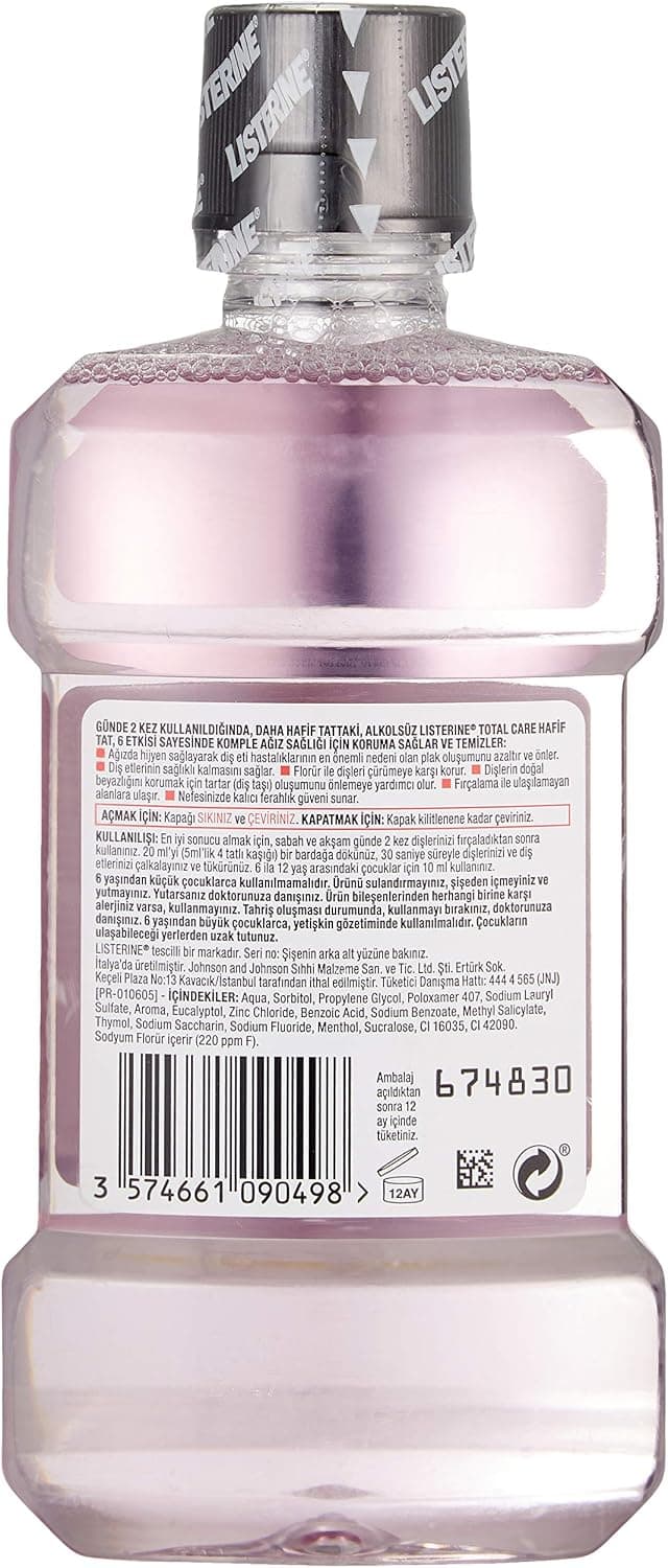 محصول مراقبت از دهان Listerine Total Care حاوی فلوراید با ۶ اثر، طعم نعناع ملایم، بدون الکل، 250ml بسته 2 عددی محصول مراقبت از دهان Listerine Total Care حاوی فلوراید با ۶ اثر، طعم نعناع ملایم، بدون الکل، 250ml بسته 2 عددی