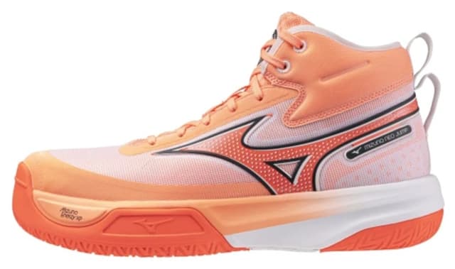 کفش والیبال مردانه Mizuno سفید و نارنجی مدل Neo Jump MID کفش والیبال مردانه Mizuno سفید و نارنجی مدل Neo Jump MID