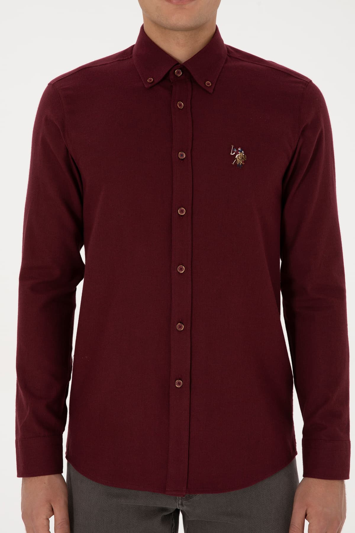 پیراهن مردانه آستینبلند ساده U.S. Polo Assn. زرشکی مدل 50307686-VR014 پیراهن مردانه آستینبلند ساده U.S. Polo Assn. زرشکی مدل 50307686-VR014