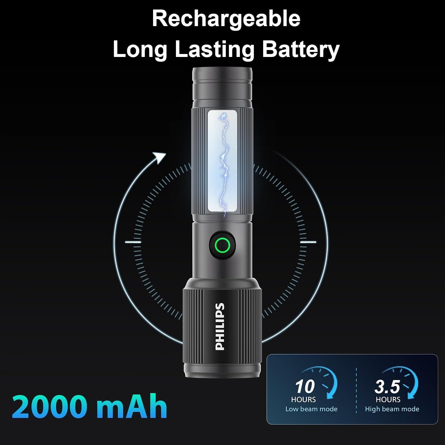 چراغ قوه شارژی Philips با آهنربا و نور جانبی 7 وات 330 لومن چراغ قوه شارژی Philips با آهنربا و نور جانبی 7 وات 330 لومن