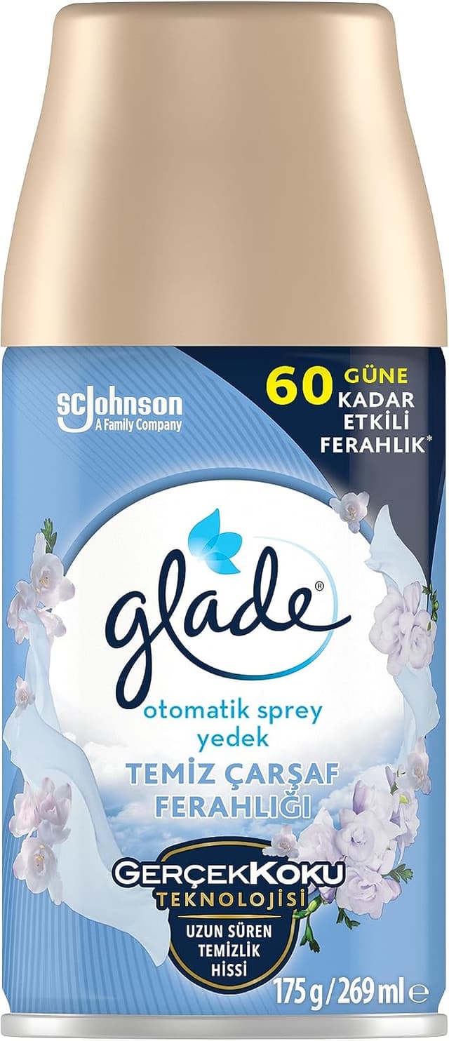 اسپری یدک خوشبوکننده خودکار Glade با رایحه ملحفه تمیز 60 روزه 1×269 mL اسپری یدک خوشبوکننده خودکار Glade با رایحه ملحفه تمیز 60 روزه 1×269 mL